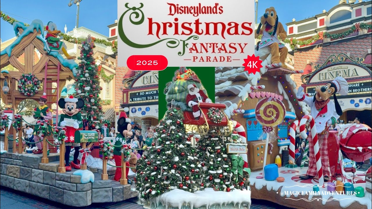 🎄[4K] A Christmas Fantasy Parade at Disneyland Resort – Magical Main Street, U.S.A. View! 🎅🏻