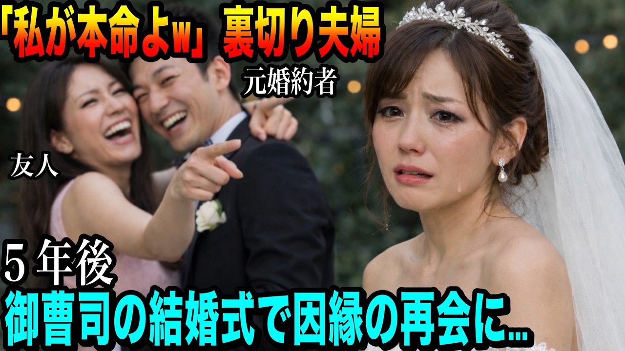 友人に花婿を奪われ結婚式をドタキャンされたOL→5年後、取引先御曹司の花嫁として入場した瞬間、元友人夫婦が凍りついた