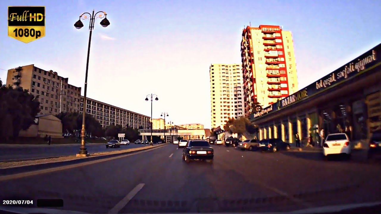 Bakı K&uuml;&ccedil;ələri  04.07.2020 Bak&uuml; Caddeleri (HD 1080p) Road Drive Baku - Relaxing Video - T&uuml;rkan