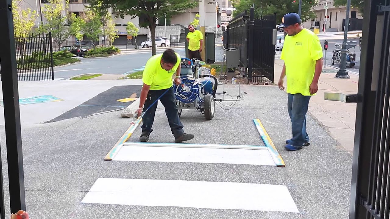 Asphalt driveway line striping