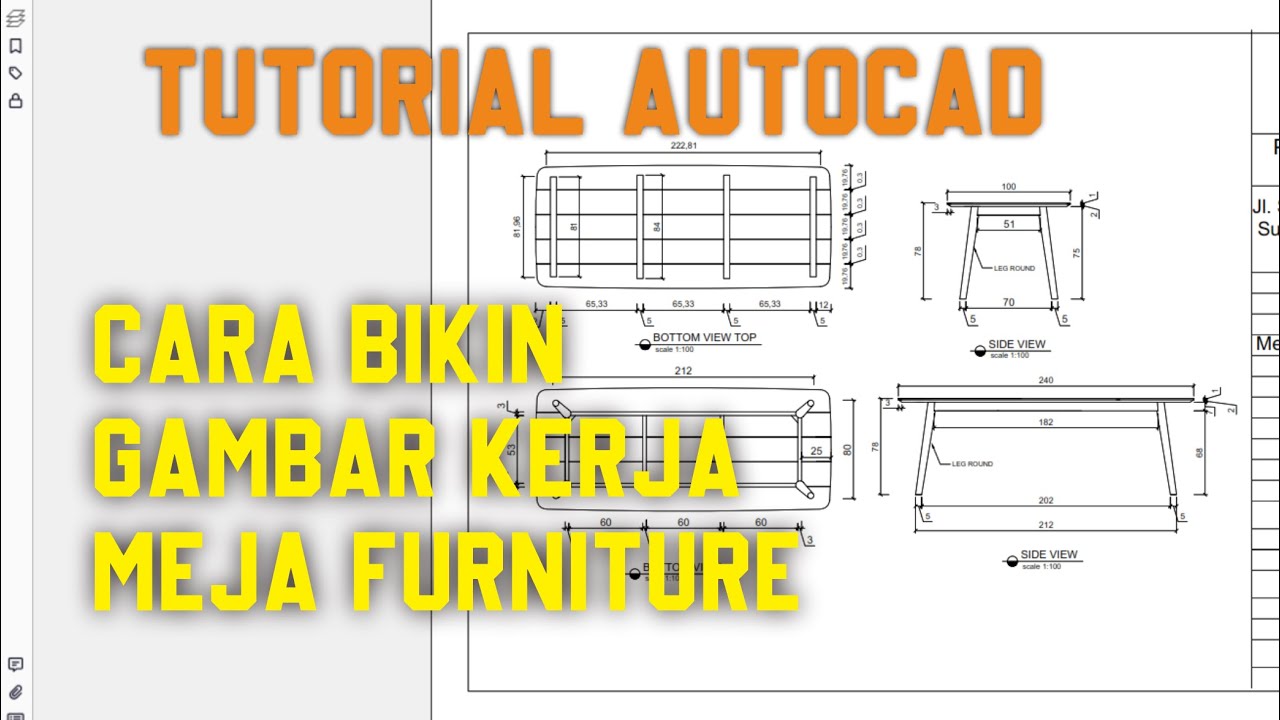 Tutorial Autocad - membuat gambar kerja Furniture Meja - Desain Autocad