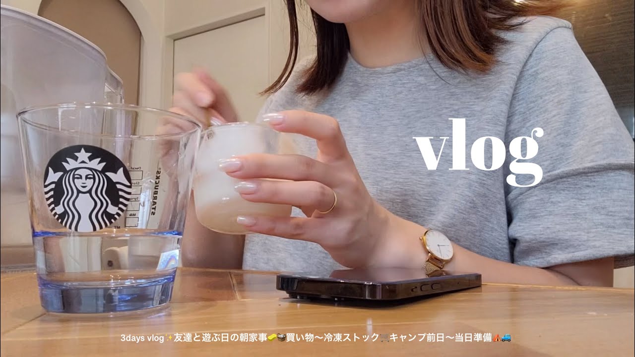 3days vlog✨友達と遊ぶ日の朝家事🧽🧺買い物〜冷凍ストック🛒キャンプ前日〜当日準備⛺️🚙