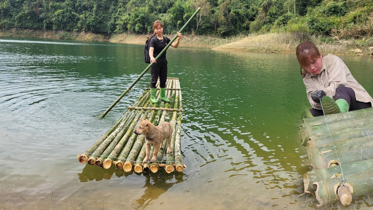 A Female CEO Builds a Bamboo Raft to Go to the Lake and Catch Fish to Improve Her Daily Meals