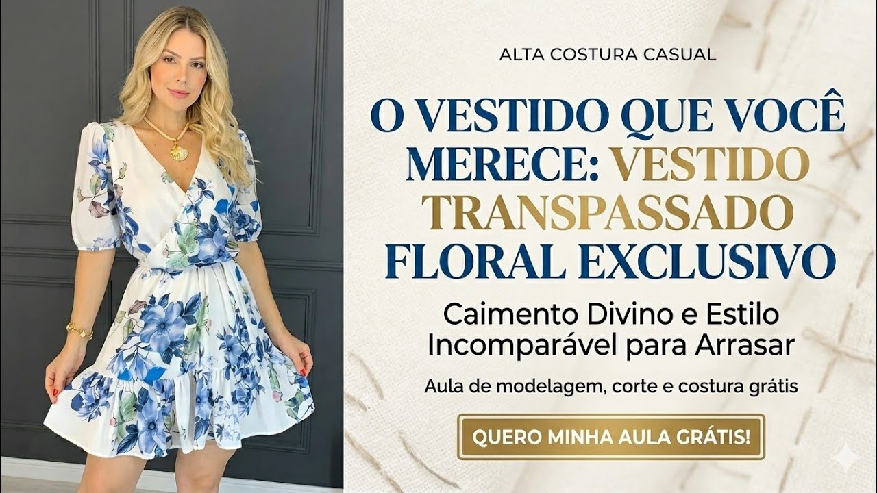 ✅️ DIY Vestido Transpassado Floral_Costura fácil passo a passo para iniciantes Gisleide Novelo