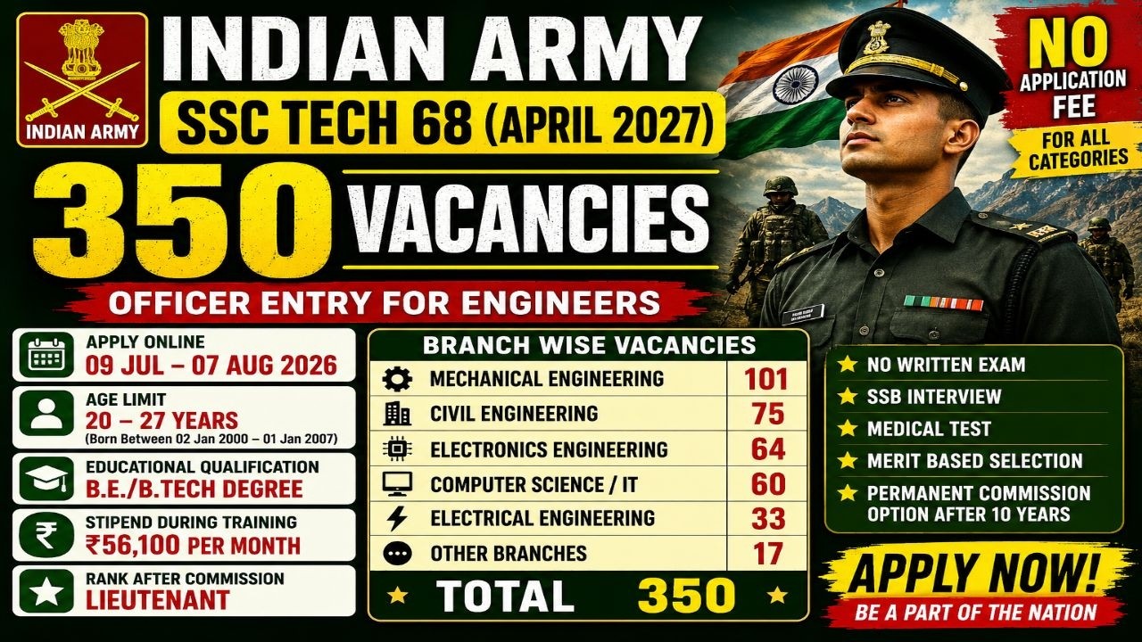 Indian Army SSC Tech 68 Recruitment 2026 | Eligibility, Vacancies & Selection Process Explained!