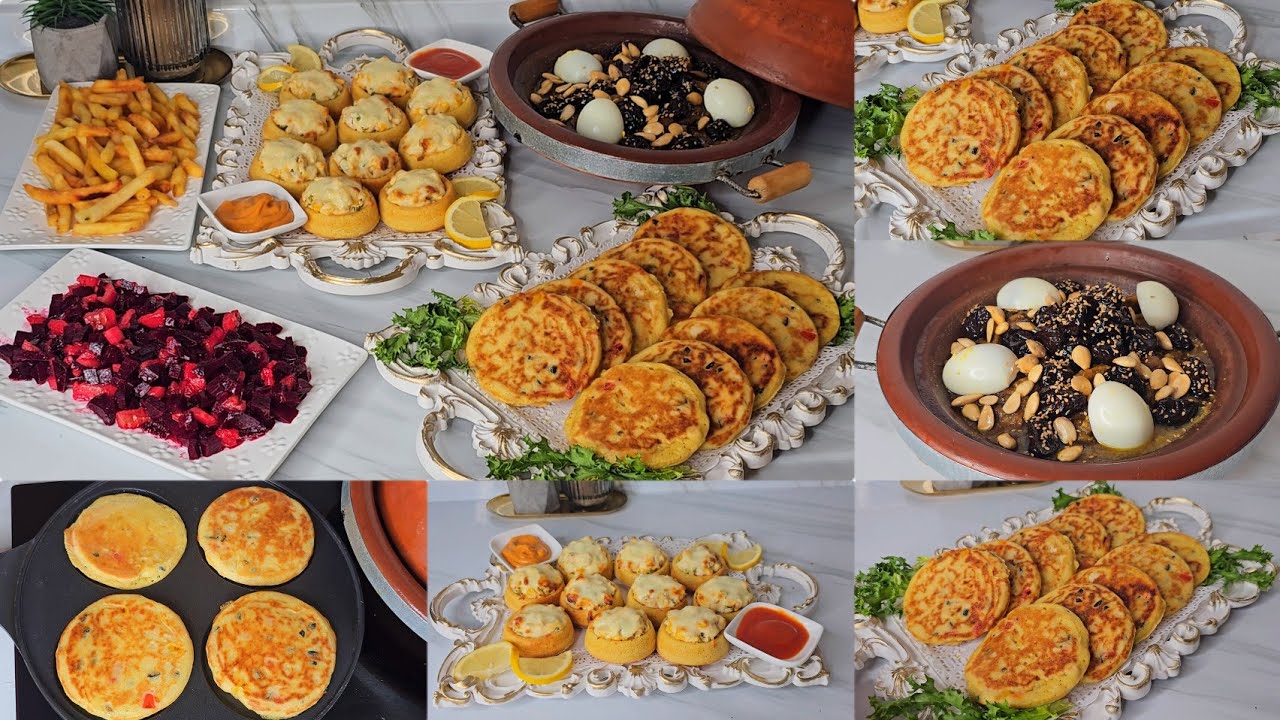 مائدة رمضان 15جبتلك غير ساهل وسريع من الفطور عشاء وسحور👌طاجين على حقو وطريقو فطائر بدون عجن ولا ذلك