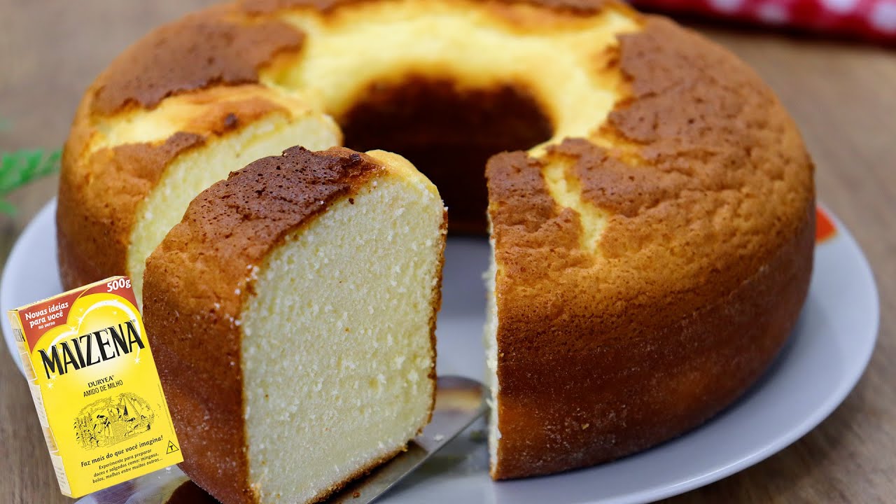BOLO MOÇA DE MAIZENA 3 INGREDIENTES FÁCIL E GOSTOSO