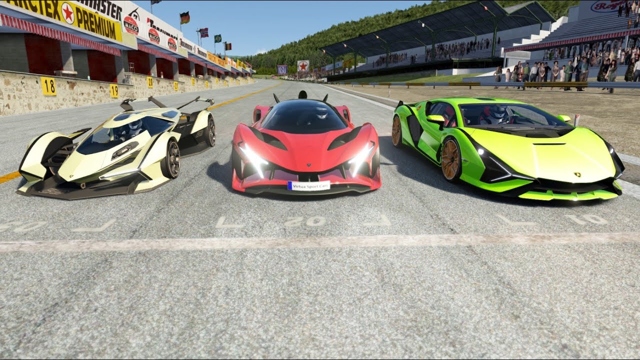 Apollo EVO 2022 vs Lamborghini V12 Vision GT 2021 vs Lamborghini Sian 2020 at Old Spa