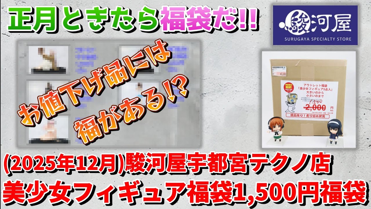 【2025年12月】駿河屋宇都宮テクノ店美少女フィギュア1,500円(お値下げ品)福袋開封動画(Anime Figure　Lucky bag unboxing)