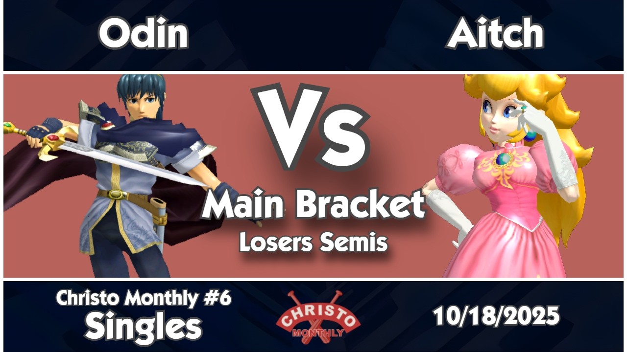 Christo Monthly #6 - Odin (Marth) vs Aitch (Peach) Melee Singles Main Bracket (Losers Semis)