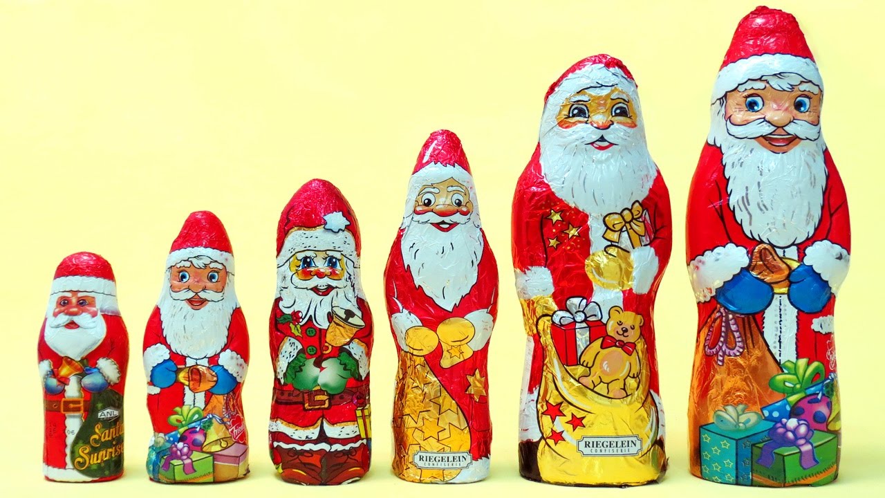 Chocolate Santa Clauses with surprises - Papá Noel de chocolate