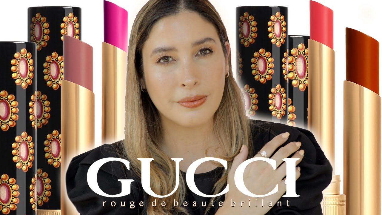 GUCCI ROUGE de BEAUTE Brillant Glow & Care LIPSTICKS REVIEW SWATCHES COMPARISONS CHANEL COCO BLOOM