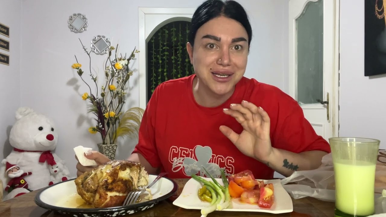 Nar gibi kızarmış tavuk 🤤🤤#mukbang