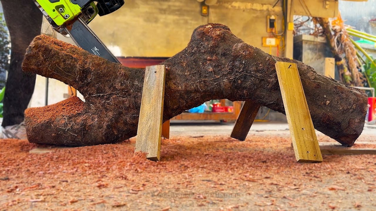 Don't Miss Out! Curved Urgly Redwood Log to Rustic Art Furniture!