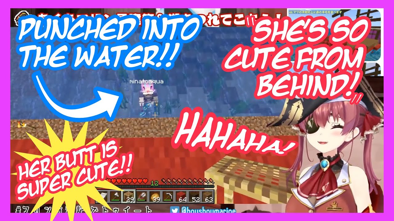 Minato Aqua gets Relentlessly Bullied by Houshou Marine in Minecraft [ENG]