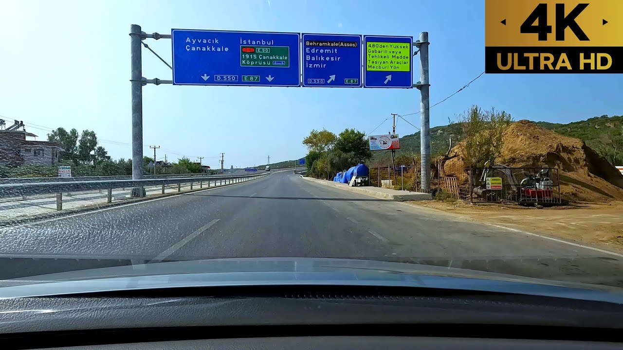 Çanakkale Ayvacık | Küçükkuyu Çanakkale Yolu | Troya ve Assos Tünel Geçişi | 4K | 60fps | 2023 |