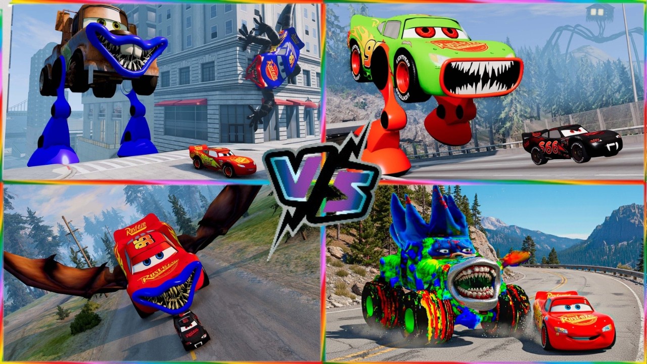 Mcqueen Monster😈 Spiderman Mcqueen🕷️ New Monster truck🤯 Mcqueen Zombie🤩