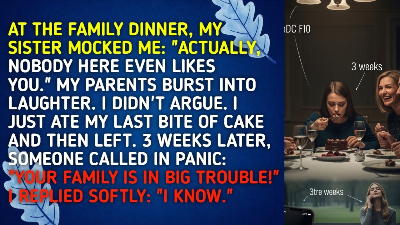 AT THE FAMILY DINNER, MY SISTER MOCKED ME: 