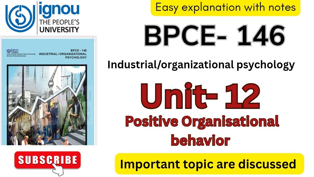 BPCE-146 Unit-12 Positive organizational behaviour//last chapter// #ignou #bpce146 #ignoubooks #exam