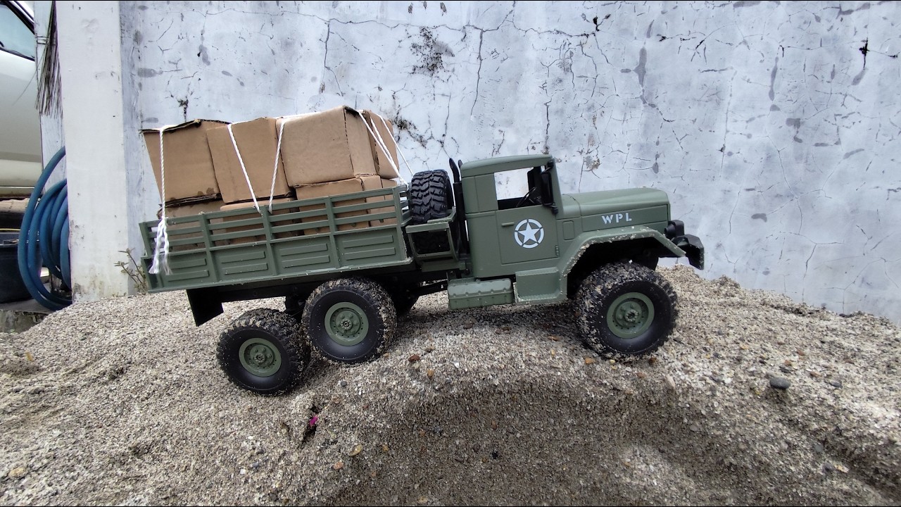 Mini RC Military Truck deliver logistic crossing temporary bridge and sand hills