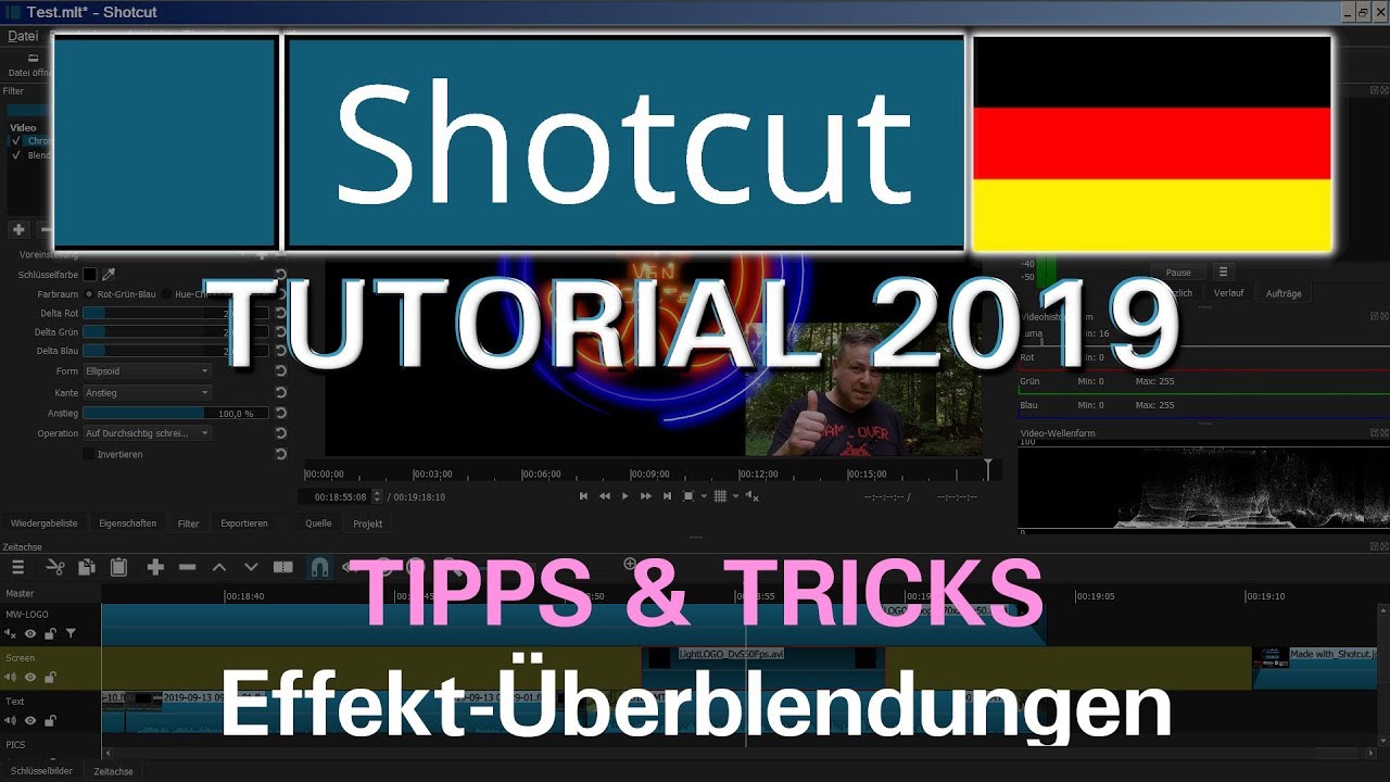 TIPPS&TRICKS/Effekt-&Uuml;berblendungen aus Fremdprogrammen.🎬07🎞SHOTCUT-Tutorial 2019[GER] (Filmschnitt).
