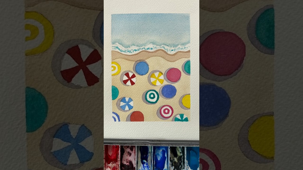 How to draw & watercolor a beach #watercolorpainting #arttutorial #watercolortutorial #watercolorart