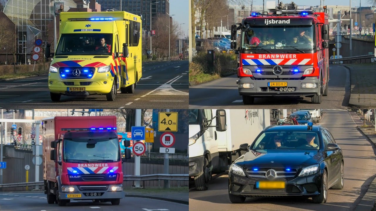 [Dagcompilatie] (IC-) Ambulances, Brandweer en Politie met spoed onderweg door Amsterdam!
