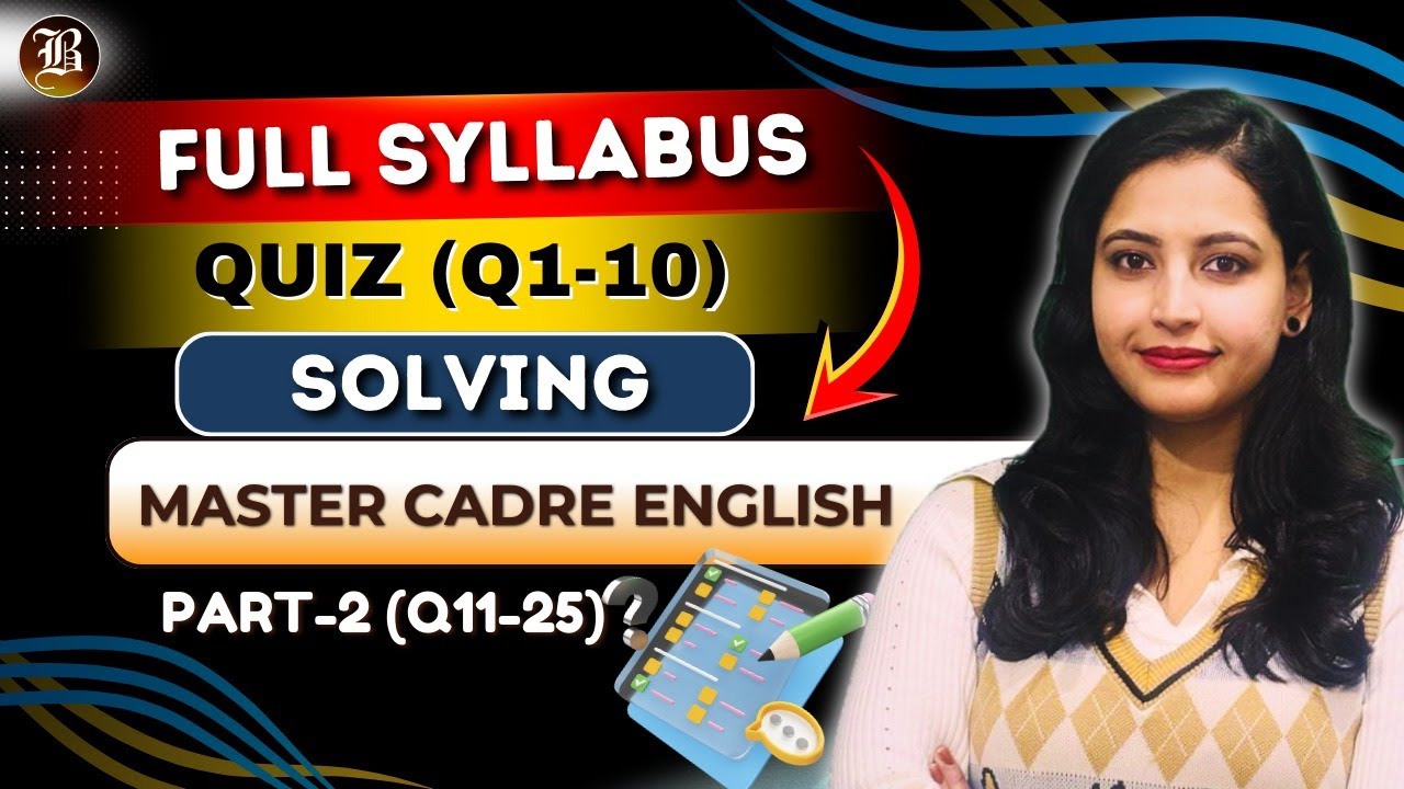 Master Cadre English | Part 2 | Full Syllabus Quiz