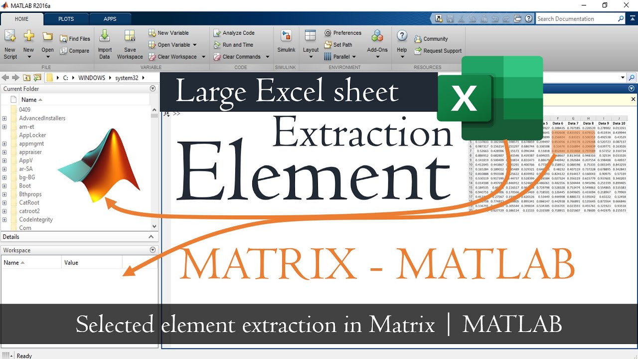 How to extract element from large excel sheet in MATLAB | MATLAB TUTORIAL