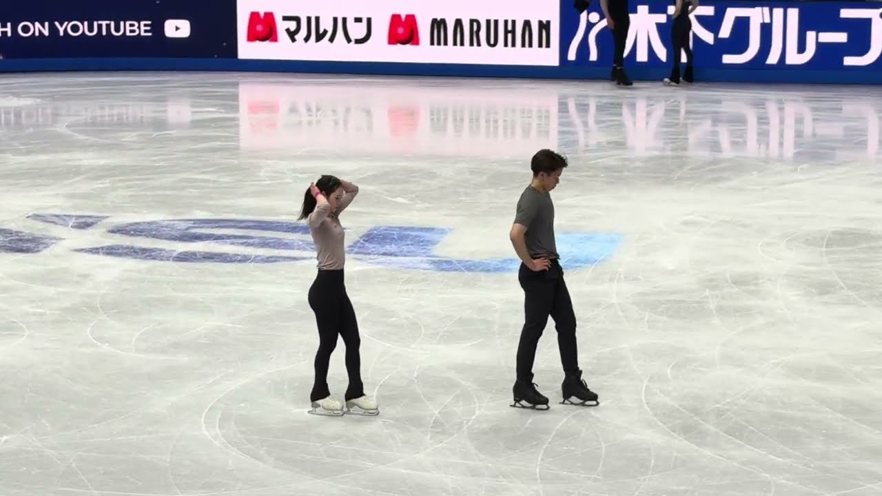 2026 World Champs Yuna Nagaoka / Sumitada Moriguchi JPN free program practice 23/03/2026 Prague, CZE