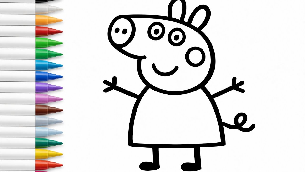 Простой рисунок Свинки Пеппы 🐷✨ | Несложный мультяшный поросенок для детей