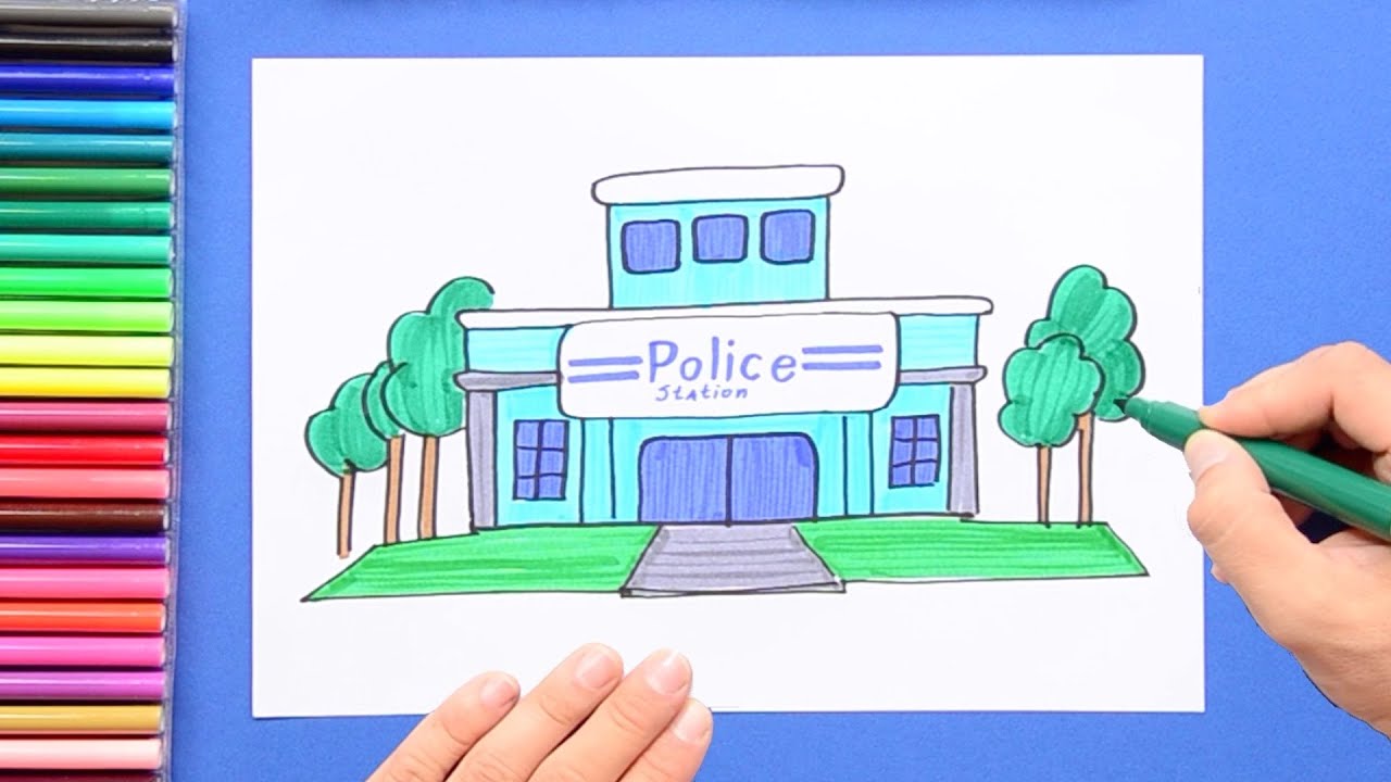 How to draw a Police Station