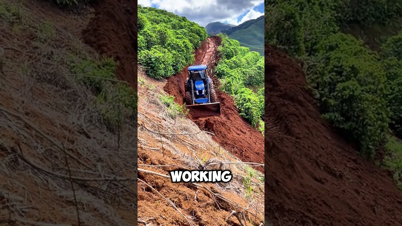 Lavoro estremo! Tracciare sentieri di montagna con precisione 🚜⛰️ #shorts