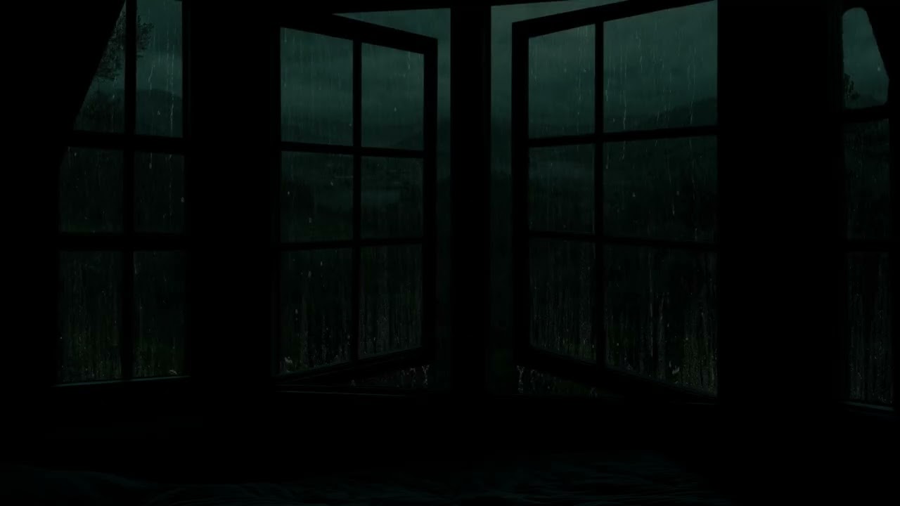 Midnight Forest Rain and Thunder Sounds Outside the Window | Dark, Cozy Sounds for Deep Sleep