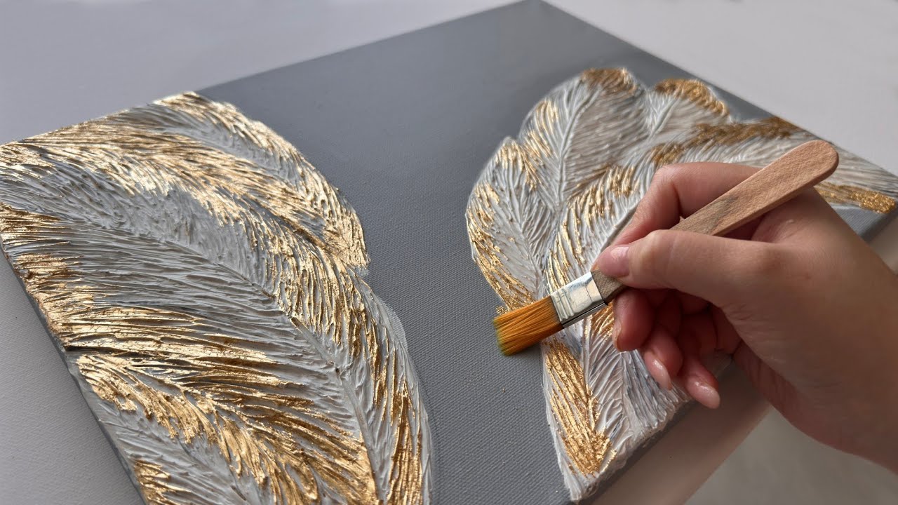 You Won’t Believe This 3D Feather Texture Painting with Gold Looks So Real!