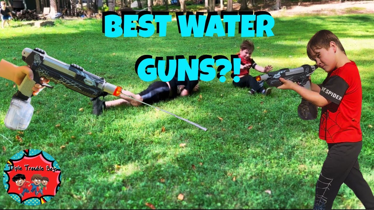 Triple Trouble Boys Battle with Electric Water Guns! | Nex Playground Video Console Fun 🎮 High Score