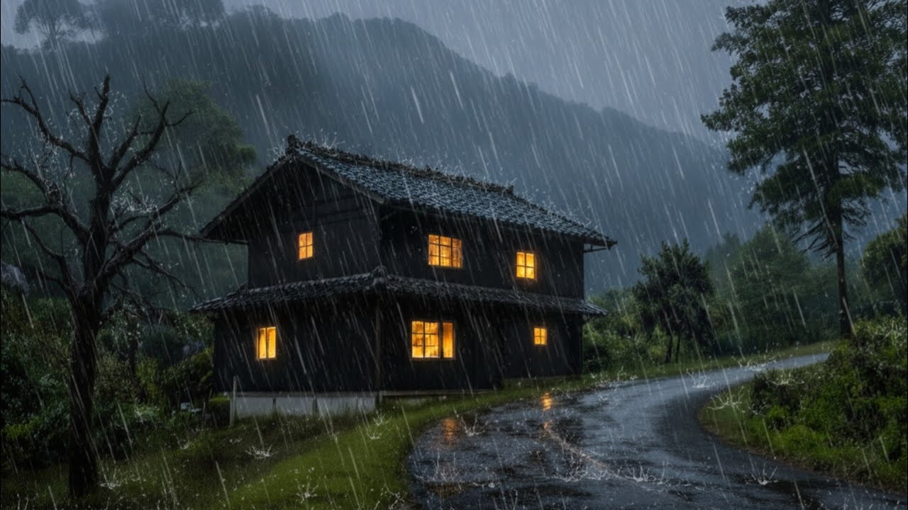 Rainy Forest Cabin at Night 🌧 Soothing Rain Sounds for Sleeping