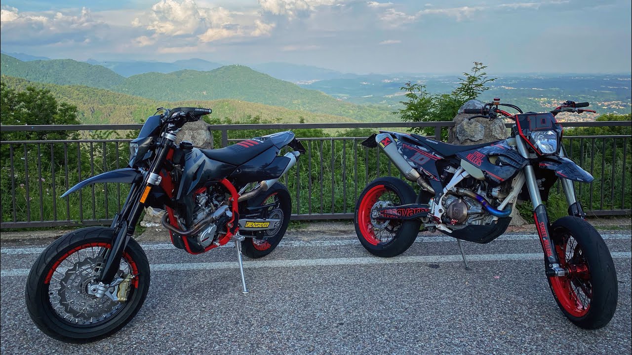 SUPERMOTO BATTLE🔥 Husqvarna FE 501 vs Swm 500 R + POLICE👮🏻‍♂️