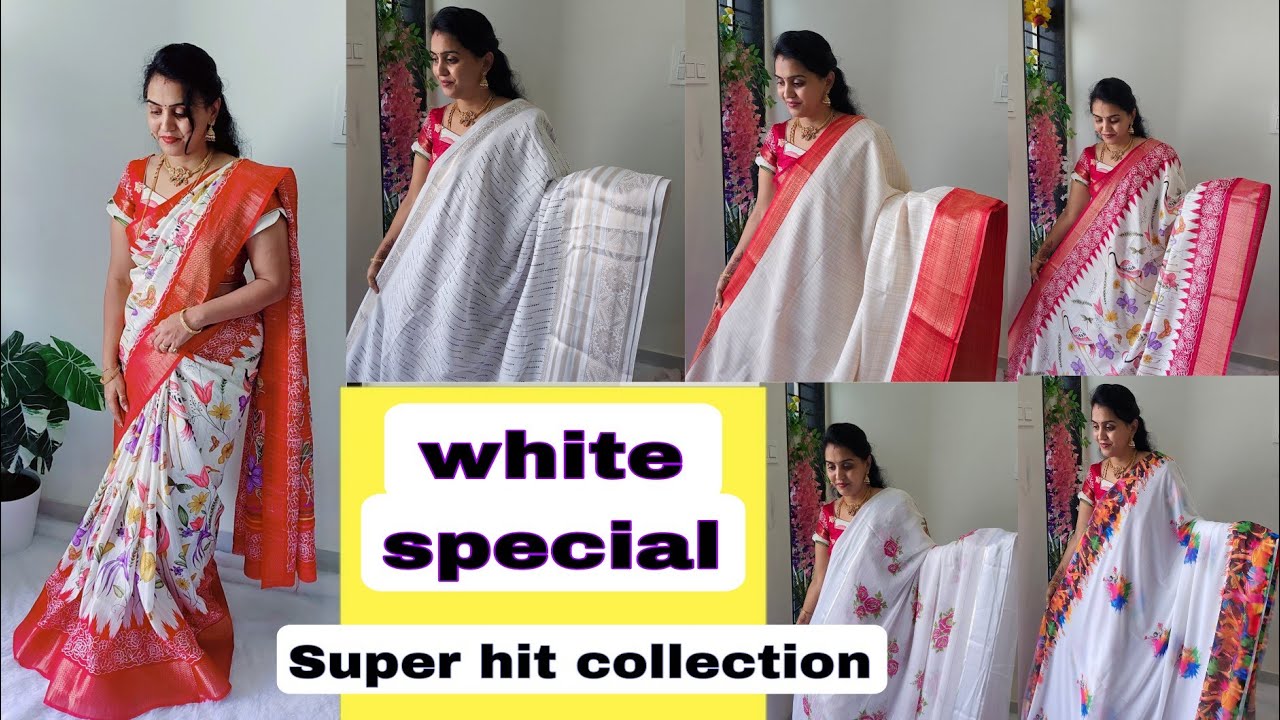 Saree retun gift ✨️White special  offer sale sarees  🥻  don't miss ✨️