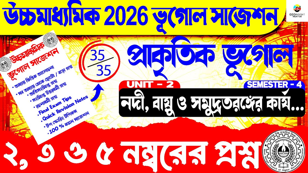 Class 12 Geography Semester 4 suggestion 2026 | HS 2026 4th semester Geography suggestion | Unit - 2
