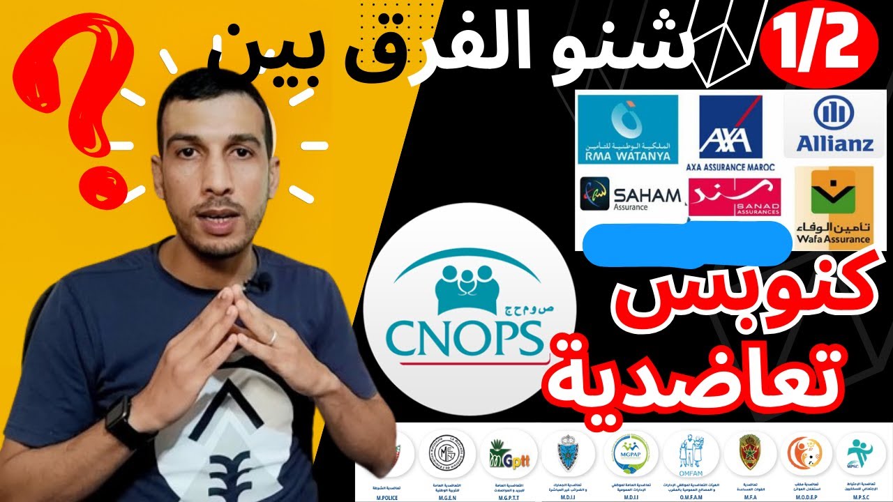 1/2 : الفرق بين كنوبس و تعاضدية وسنلام ( تأمين تكميلي) او شحال كيقطعو في كلا وحدة CNOPS Mutuelle AMC