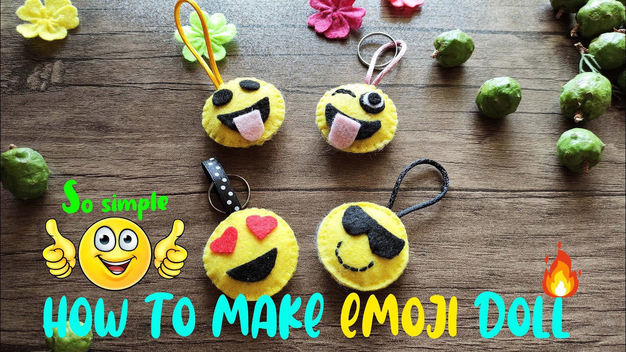diy making an emoji keychain with felt fabric