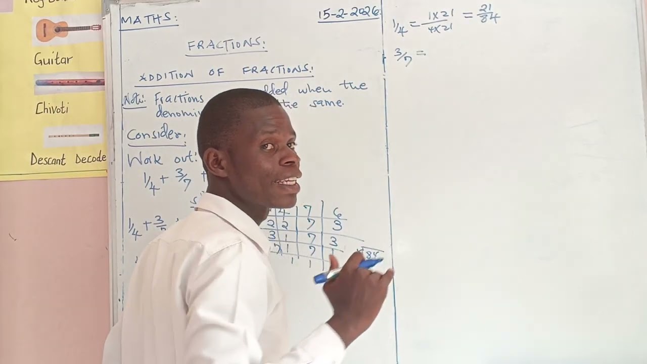 ADDITION OF FRACTIONS   - ( FRACTIONS LESSON 2 JSS GRADE 7 MATHEMATICS TOPIC 1 NUMBERS ).