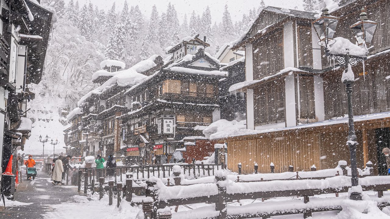 【Ginzan Onsen Heavy Snow 2023】🇯🇵Japan hot spring town of Yamagata on a day trip!