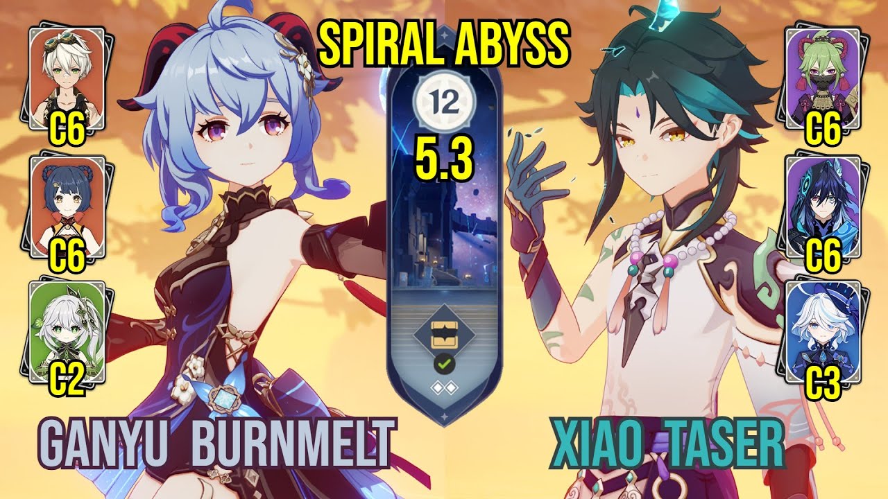 C0 Ganyu BurnMelt + C1 Xiao Taser | Spiral Abyss 5.3 | Genshin Impact