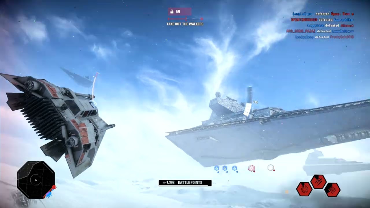 Rebel Snow speeder and Rey on Hoth Gameplay || Battlefront 2