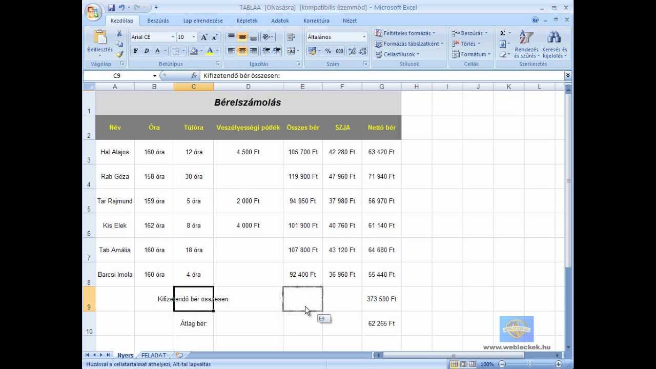 Excel gyorstalpaló tutorial