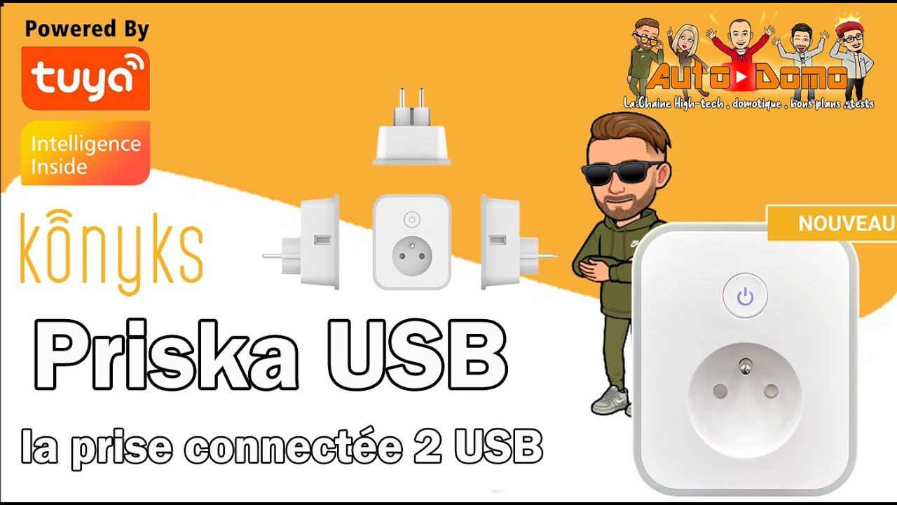 Konyks 🇲🇫 Priska USB - la prise connect&eacute;e avec 2 ports Usb compatible tuya / smartlife