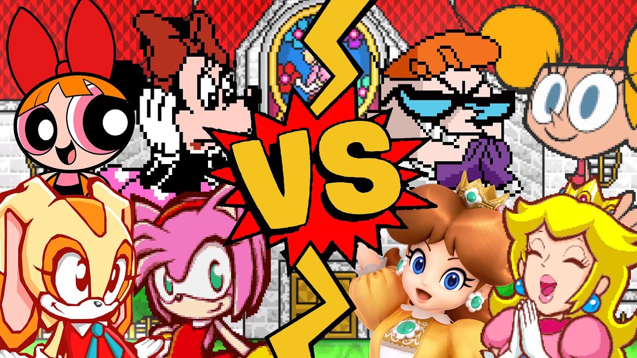 M.U.G.E.N Battles | Blossom/Amy Rose/Cream/Minnie Mouse vs Peach/Daisy/Dexter/Dee Dee