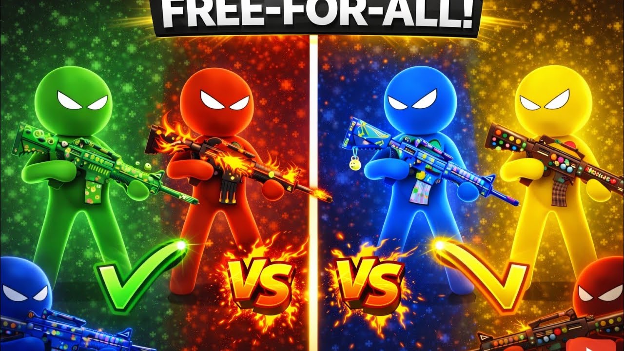 Stickman party - Tournament Mode 1234 Player random / Gameplay minigames